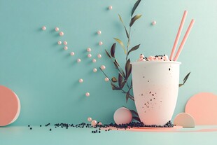 清新粉色系美味奶昔饮品