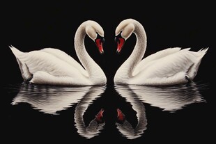 天鹅成双 爱意映于湖面