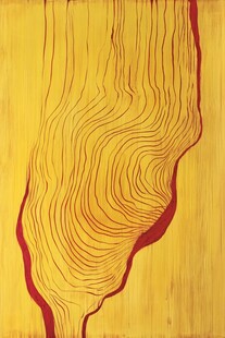 黄色画布上的红线条艺术