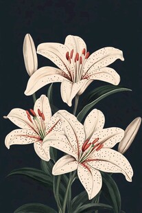 优雅绽放的白色斑点百合花