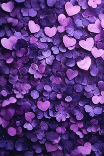 紫色心形花瓣浪漫背景