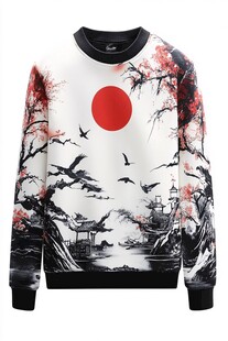 日式和风印花长袖卫衣