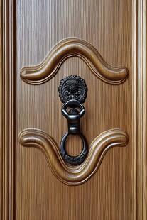 复古木门上的精致门环