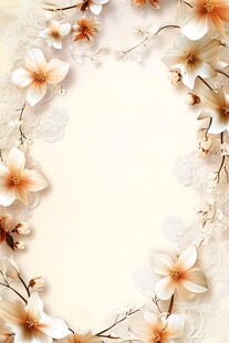花卉环绕的唯美边框背景