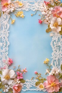 蕾丝花边花卉装饰背景图