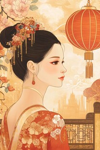 古风佳人赏景