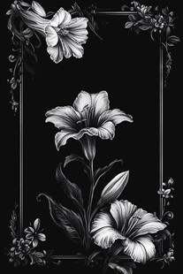 黑白花卉装饰画