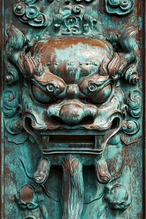 青铜兽面门饰
