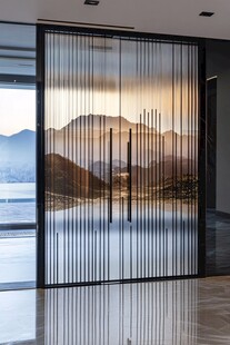 现代风山水景金属屏风隔断
