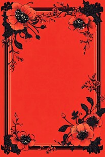 红底花卉边框设计图