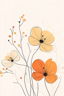 简约手绘风花卉插画