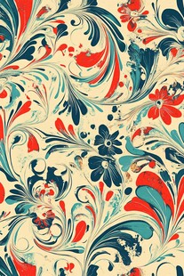 复古花卉涡纹图案设计