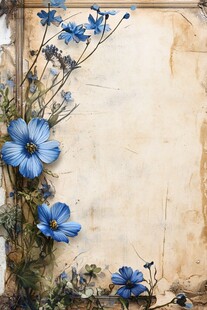 复古风蓝花装饰边框背景