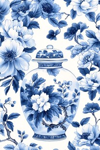 青花瓷瓶花卉图案