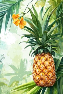 热带风情中的金黄菠萝