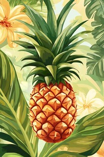 热带风情 可爱菠萝插画