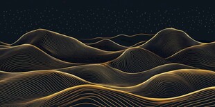 金色山峦星空抽象艺术图