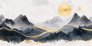 水墨山川间的金色光影