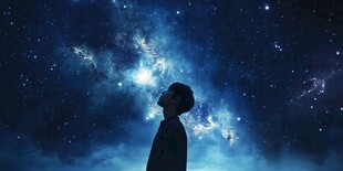 仰望星空的孤独身影