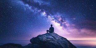 独坐岩巅赏璀璨星河