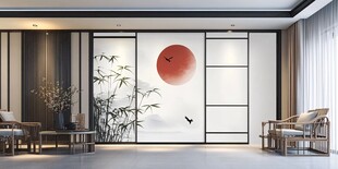 中式客厅 诗意山水背景墙