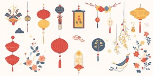中式传统节日装饰元素集
