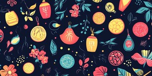 中式传统元素节日图案设计