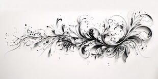 黑白花卉藤蔓装饰图案
