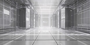 未来科技感的空旷电子走廊