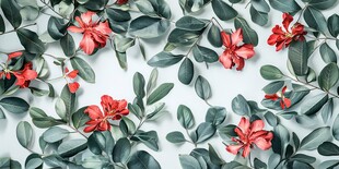 绿叶红花装饰背景图