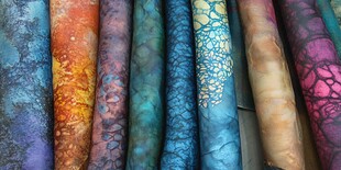 多彩花纹布料整齐排列