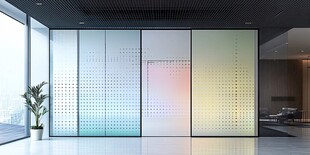 现代多彩玻璃隔断室内空间