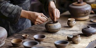 手工制陶 匠人专注创作瞬间