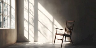 窗边孤椅 光影静谧之景