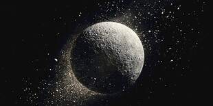 月球及环绕碎石太空景象