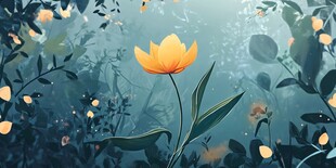 梦幻花丛中的黄色郁金香