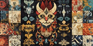 复古拼贴风神秘图腾图案