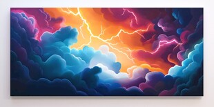 梦幻闪电风暴云端景象