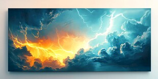 雷暴云景中的绚丽闪电