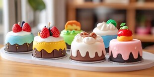多彩迷你蛋糕摆件展示