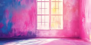梦幻粉蓝房间的阳光之窗