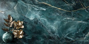 青蓝大理石上的金属花卉