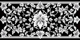 黑白花卉中式经典花纹图案