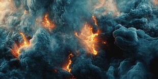 火焰穿透浓烟震撼景象