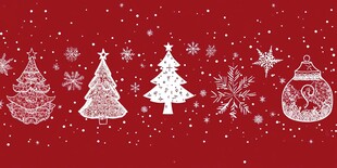 红色背景圣诞元素装饰图
