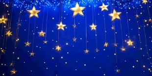 梦幻蓝幕金色星星垂挂