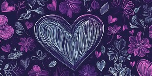 手绘爱心花卉浪漫背景图