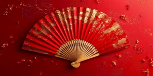 中式红金折扇 尽显古韵雅致