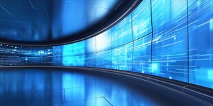 未来科技感弧形数字屏幕空间