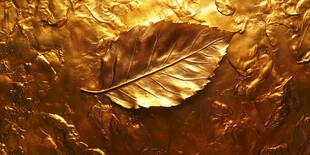 金色叶脉叶纹金属质感叶片